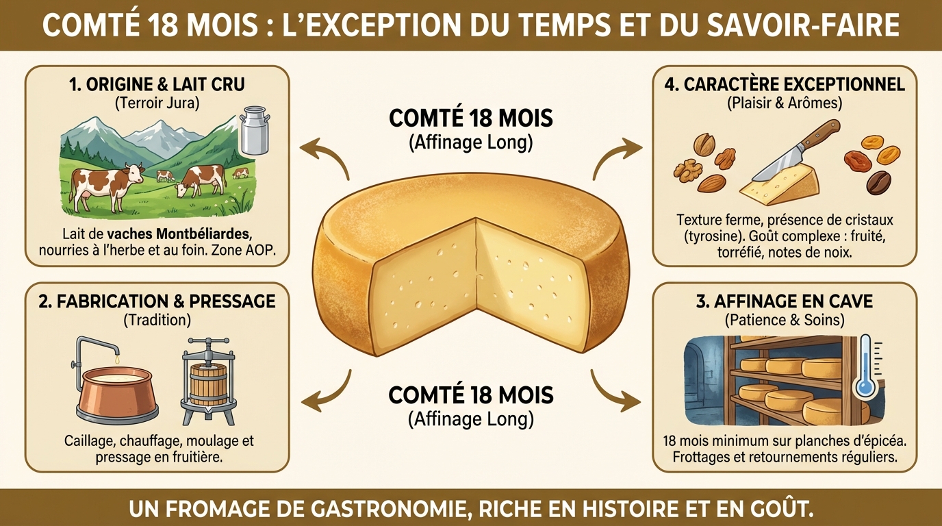 Découvrez le comté 18 mois : un fromage d'exception 1 Les caractéristiques du comté 18 mois