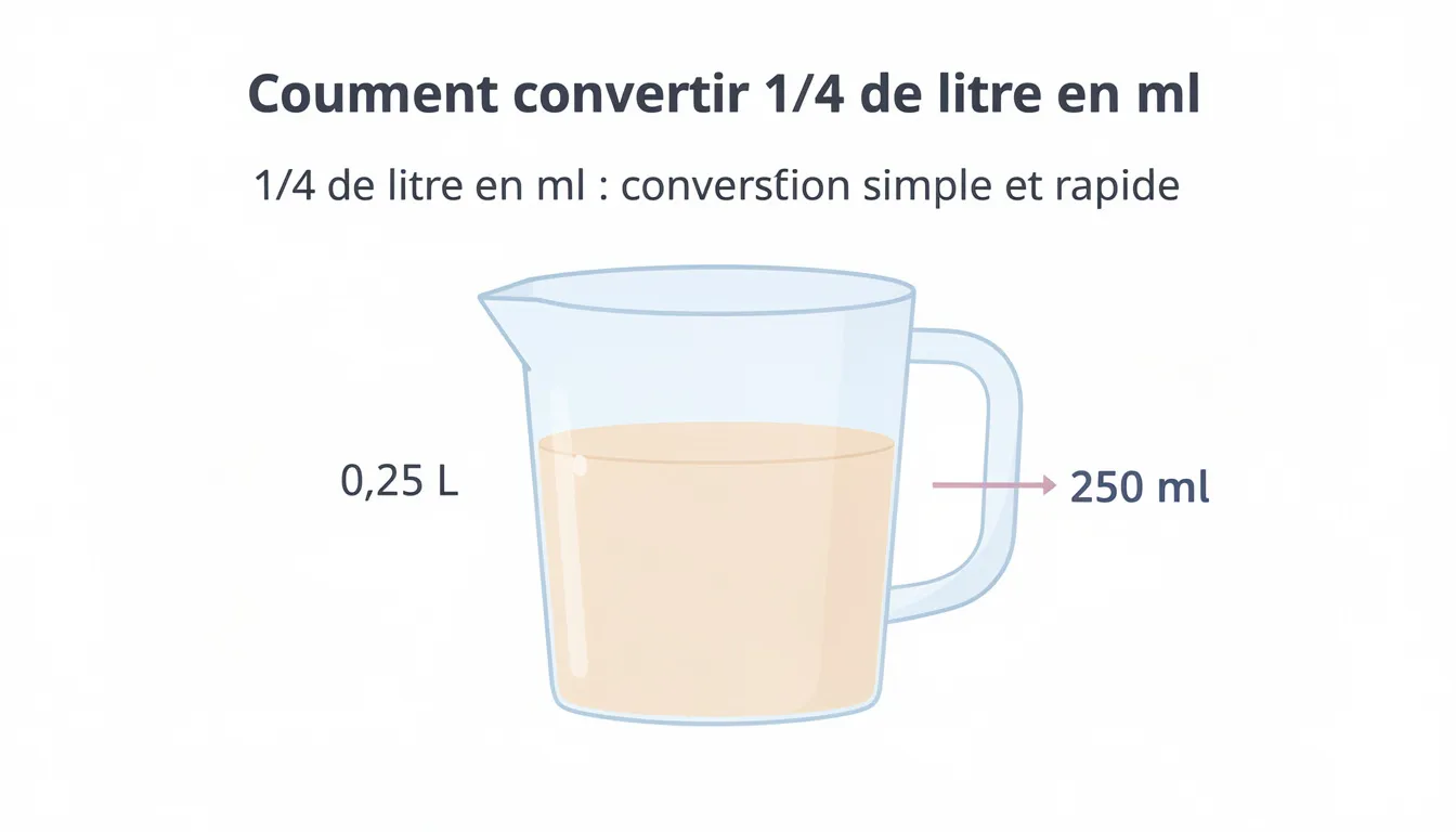 Comment convertir 1/4 de litre en ml